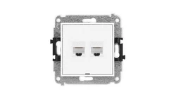 MINI Mechanizm gniazda komputerowego podwójnego 2xRJ45, kat. 6, 8-stykowy, bez pola opisowego biały mat 25MGKBO-4