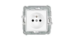 MINI Mechanizm gniazda pojedynczego z uziemieniem 2P+Z (przesłony torów prądowych) biały mat 25MGP-1zp