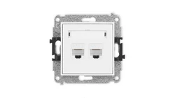 MINI Mechanizm gniazda komputerowego podwójnego 2xRJ45, kat. 6, 8-stykowy biały mat 25MGK-4