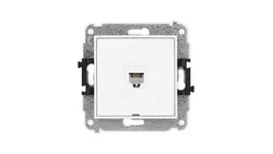 MINI Mechanizm gniazda telefonicznego pojedynczego 1xRJ11, 4-stykowy, beznarzędziowe, bez pola opisowego biały mat 25MGTBO-1