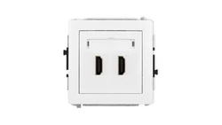 DECO Mechanizm gniazda podwójnego HDMI 2.0, biały mat 25DHDMI-4