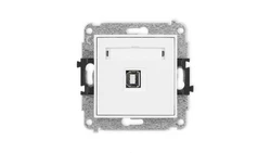 MINI Mechanizm gniazda pojedynczego USB A-B 2.0 biały mat 25MGUSB-3