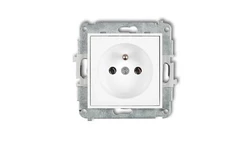 MINI Mechanizm gniazda pojedynczego z uziemieniem 2P+Z (bez przesłon torów prądowych) biały mat 25MGP-1z