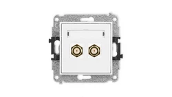 MINI Mechanizm gniazda antenowego podwójnego typu F (SAT) pozłacany biały mat 25MGF-2.1