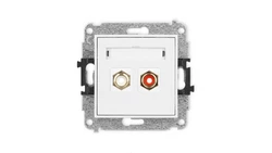 MINI Mechanizm gniazda podwójnego RCA (typu cinch - biały i czerwony, pozłacany) biały mat 25MGRCA-2