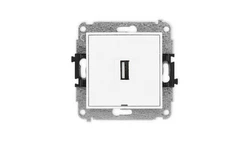 MINI Mechanizm gniazda pojedynczego USB A-A 2.0, bez pola opisowego biały mat 25MGUSBBO-1