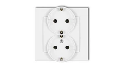 MINI Gniazdo podwójne z uziemieniem SCHUKO 2x(2P+Z) (bez przesłon torów prądowych) biały mat 25MGP-2s