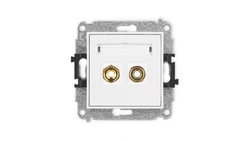 MINI Mechanizm gniazda głośnikowego pojedynczego (typu banan - czerwony i czarny, pozłacany, 4 mm2, skręcany) biały mat 25MGG-4