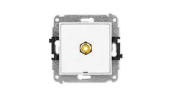 MINI Mechanizm gniazda pojedynczego RCA, bez pola opisowego (typu cinch - żółty, pozłacany) biały mat 25MGRCABO-1