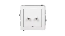 DECO Mechanizm łącznika podwójnego schodowego w stylu amerykańskim (dwa klawisze bez piktogramów), biały mat 25DWPUS-33.1