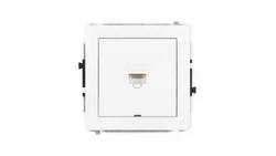 DECO Mechanizm gniazda komputerowego pojedynczego 1xRJ45, kat. 5e, 8-stykowy, bez pola opisowego, biały mat 25DGKBO-1