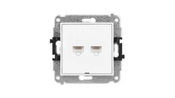MINI Mechanizm gniazda komputerowego podwójnego 2xRJ45, kat. 5e, 8-stykowy, bez pola opisowego biały mat 25MGKBO-2