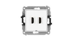 MINI Mechanizm gniazda podwójnego HDMI 2.0, bez pola opisowego biały mat 25MHDMIBO-4