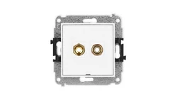 MINI Mechanizm gniazda głośnikowego pojedynczego, bez pola opisowego (typu banan - czerwony i czarny, pozłacany, 4 mm2, skręcany