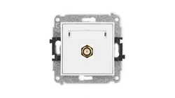 MINI Mechanizm gniazda antenowego pojedynczego typu F (SAT) pozłacany biały mat 25MGF-1.1