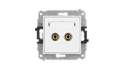 MINI Mechanizm gniazda głośnikowego pojedynczego (typu banan - czerwony i czarny, pozłacany, 4 mm2, do lutowania) biały mat 25MG