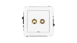 DECO Mechanizm gniazda głośnikowego pojedynczego, bez pola opisowego (typu banan - czerwony i czarny, pozłacany, 4 mm2, skręcany