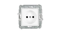 MINI Mechanizm gniazda pojedynczego bez uziemienia 2P (przesłony torów prądowych) biały mat 25MGP-1p