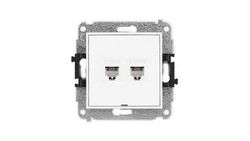MINI Mechanizm gniazda telefonicznego podwójnego 2xRJ11, 4-stykowy, beznarzędziowe, bez pola opisowego biały mat 25MGTBO-2