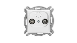 MINI Mechanizm gniazda abonenckiego RTV przelotowego 12dB biały mat 25MG12P