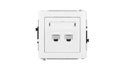 DECO Mechanizm gniazda komputerowego podwójnego 2xRJ45, kat. 6A, 8-stykowy, biały mat 25DGK-8