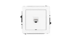 DECO Mechanizm gniazda komputerowego pojedynczego 1xRJ45, kat. 6, 8-stykowy, bez pola opisowego, biały mat 25DGKBO-3