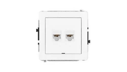 DECO Mechanizm gniazda komputerowego podwójnego 2xRJ45, kat. 6A, 8-stykowy, bez pola opisowego, biały mat 25DGKBO-8