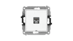MINI Mechanizm gniazda komputerowego pojedynczego 1xRJ45, kat. 5e, ekranowane 8-stykowy, bez pola opisowego biały mat 25MGKBO-1e