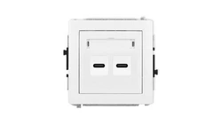 DECO Mechanizm gniazda podwójnego 2xUSB C-C, biały mat 25DGUSB-8