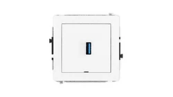DECO Mechanizm gniazda pojedynczego USB A-A 3.0, bez pola opisowego, biały mat 25DGUSBBO-5