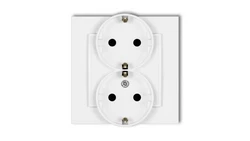 MINI Gniazdo podwójne z uziemieniem SCHUKO 2x(2P+Z) (przesłony torów prądowych) biały mat 25MGP-2sp