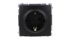 Simon Basic Gniazdo wtyczkowe z uziemieniem Schuko (moduł) z przesłonami torów prądowych, zaciski śrubowe czarny BMGSZ1Z.01/49