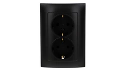 Simon 10 Gniazdo wtyczkowe Schuko podwójne 16A, 250V, zaciski śrubowe czarny mat CGSZ2/49