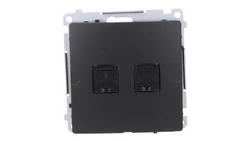 Simon Basic Gniazdo komputerowe RJ45, kat 6, podwójne z przesłoną przeciwkurzową (moduł) czarny BM62.01/49