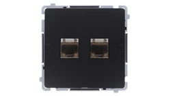 Simon Basic Gniazdo komputerowe RJ45, kat. 6, podwójne ekranowane z przesłoną przeciwkurzową (moduł). czarny BM62E.01/49