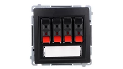 Simon Basic Gniazdo głośnikowe 4-krotne z polem opisowym (moduł). Do podłączenia 4 kolumn głośnikowych czarny BMGL34.01/49