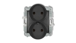ICON Mechanizm gniazda podwójnego do ramki bez uziemienia 2x2P (bez przesłon torów prądowych) grafitowy 11IGPR-2