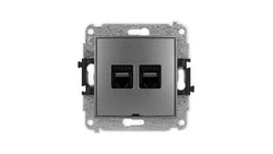 ICON Mechanizm gniazda komputerowego podwójnego 2xRJ45, kat. 6A, 8-stykowy, bez pola opisowego grafitowy 11IGKBO-8