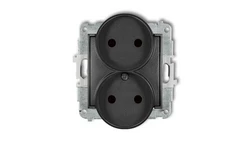 ICON Mechanizm gniazda podwójnego do ramki bez uziemienia 2x2P (przesłony torów prądowych) grafitowy 11IGPR-2p
