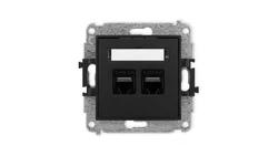 ICON Mechanizm gniazda komputerowego podwójnego 2xRJ45, kat. 6A, 8-stykowy czarny mat 12IGK-8