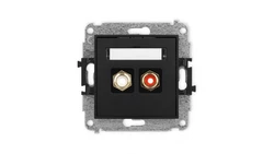 ICON Mechanizm gniazda podwójnego RCA (typu cinch - biały i czerwony, pozłacany) czarny mat 12IGRCA-2