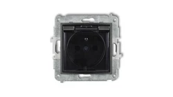 ICON Mechanizm gniazda bryzgoszczelnego z uziemieniem 2P+Z (klapka dymna, przesłony torów prądowych) grafitowy 11IGPB-1zdp