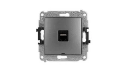 ICON Mechanizm gniazda komputerowego pojedynczego 1xRJ45, kat. 6A, 8-stykowy, bez pola opisowego grafitowy 11IGKBO-7