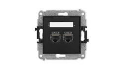 ICON Mechanizm gniazda komputerowego podwójnego 2xRJ45, kat. 8, ekranowane, 8-stykowy czarny mat 12IGK-12