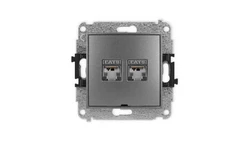 ICON Mechanizm gniazda komputerowego podwójnego 2xRJ45, kat. 6, ekranowane, 8-stykowy, bez pola opisowego grafitowy 11IGKBO-6
