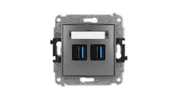 ICON Mechanizm gniazda podwójnego 2xUSB A-A 3.0 grafitowy 11IGUSB-6