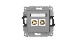 ICON Mechanizm gniazda głośnikowego pojedynczego (typu banan - czerwony i czarny, pozłacany, 4 mm2, skręcany) szary mat 27IGG-4