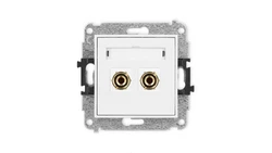 ICON Mechanizm gniazda głośnikowego poj. (typu banan - czerwony i czarny, pozłacany, 4 mm2, do lutowania) biały mat 25IGG-3