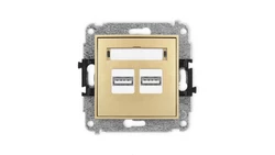 ICON Mechanizm ładowarki USB podwójnej, 5V, 3.1A złoty 29ICUSB-6