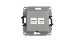 ICON Mechanizm gniazda komputerowego podwójnego 2xRJ45, kat. 5e, 8-stykowy, bez pola opisowego szary mat 27IGKBO-2